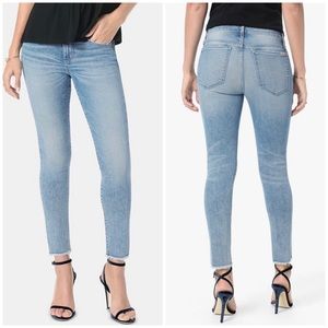 Joe’s Mid-Rise Blue Skinny Crop Jeans Fray Hem 31